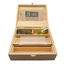 Charger l'image dans la visionneuse de la galerie, Boîte en bois ouverte, compartiments de rangement pour fleur de CBD.